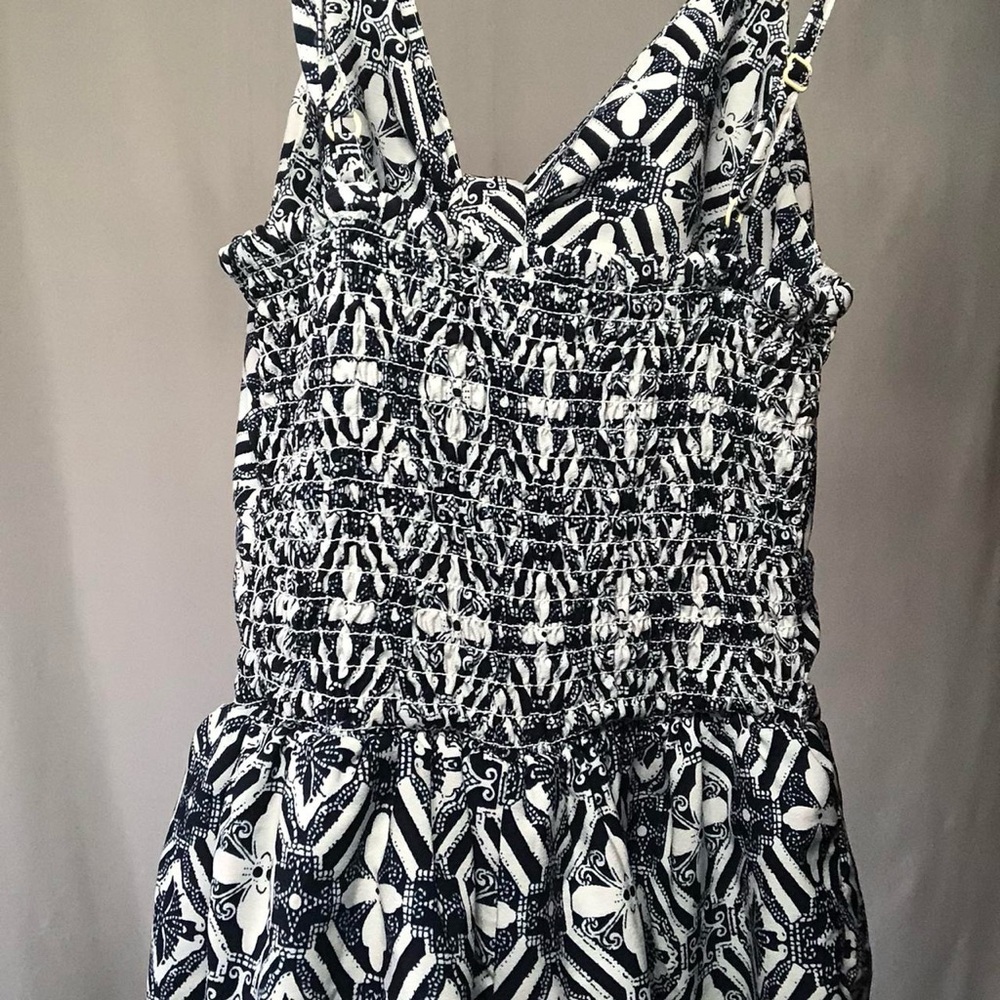 Boho Mosaic Navy Blue and White Patterned Cami Romper - Picture 4 of 4
